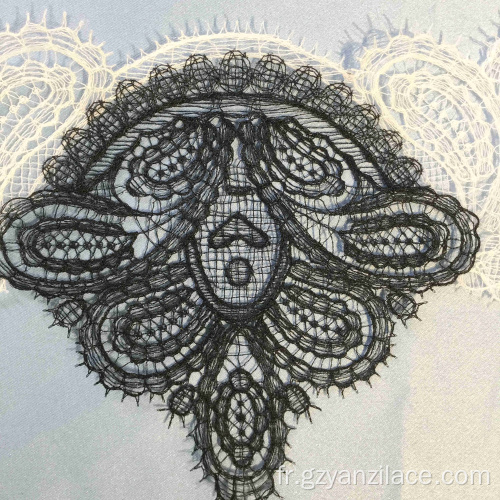 Bordure de dentelle noire avec bordure pour vêtements